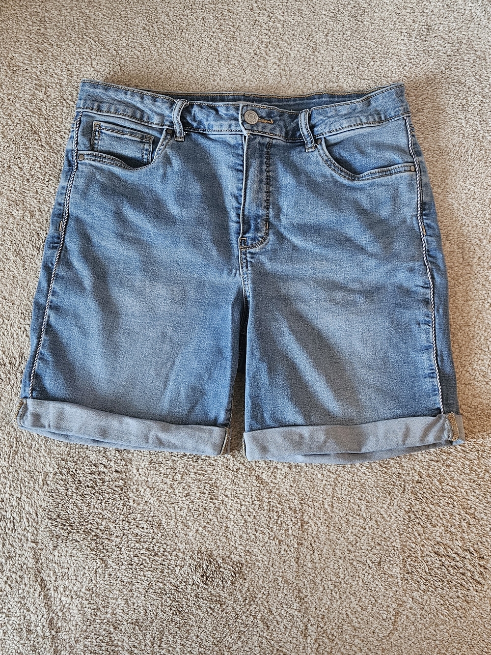 croft & barrow Light Blue Denim Roll-Cuff Bermuda Shorts